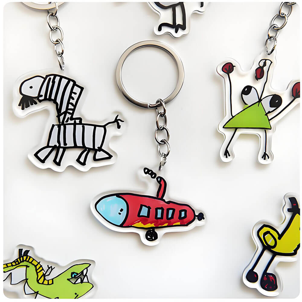 Kids Drawing Personalized Children Artwork Acrylic Keychain