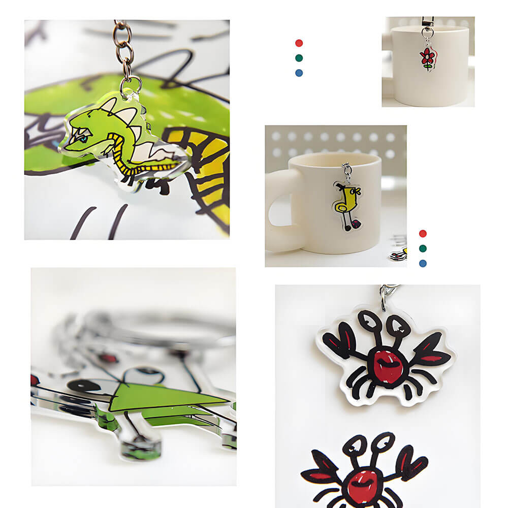 Kids Drawing Personalized Children Artwork Acrylic Keychain
