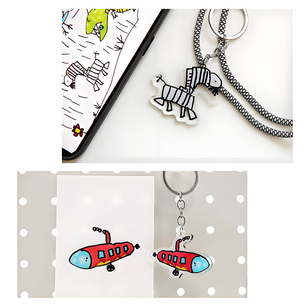 Kids Drawing Personalized Children Artwork Acrylic Keychain