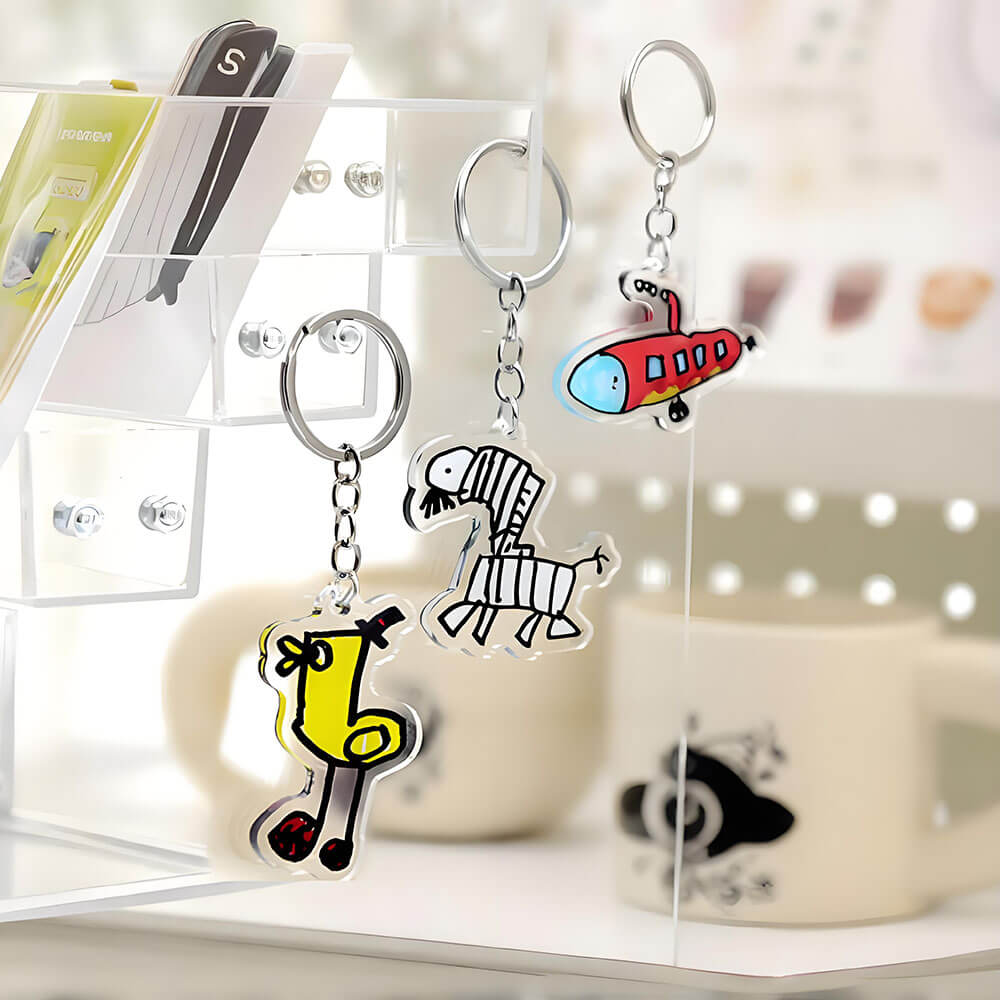 Kids Drawing Personalized Children Artwork Acrylic Keychain