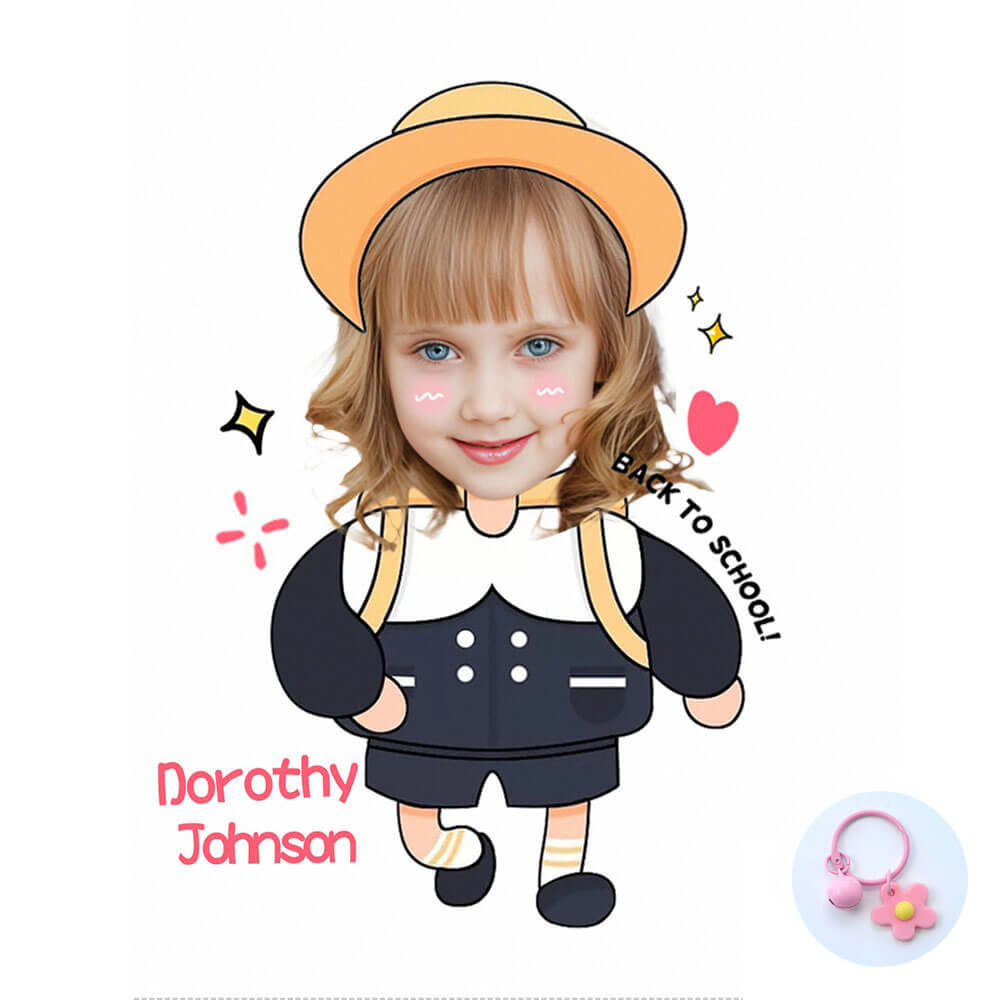Custom Face Acrylic Name Tag Bag Charm Keychain for Kid's Backpack
