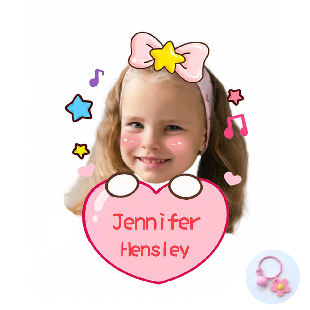 Custom Face Acrylic Name Tag Bag Charm Keychain for Kid's Backpack