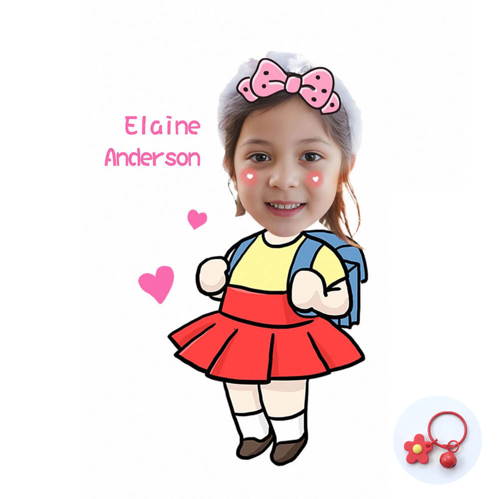 Custom Face Acrylic Name Tag Bag Charm Keychain for Kid's Backpack