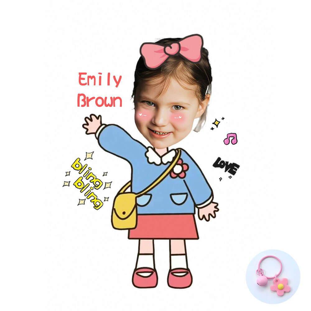 Custom Face Acrylic Name Tag Bag Charm Keychain for Kid's Backpack