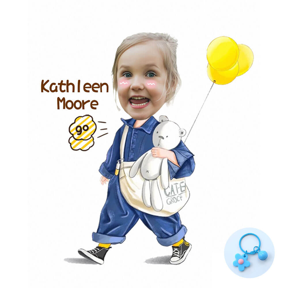 Custom Face Acrylic Name Tag Bag Charm Keychain for Kid's Backpack