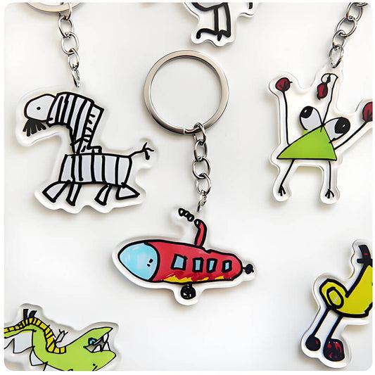 Kids Drawing Personalized Children Artwork Acrylic Keychain