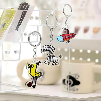 Kids Drawing Personalized Children Artwork Acrylic Keychain