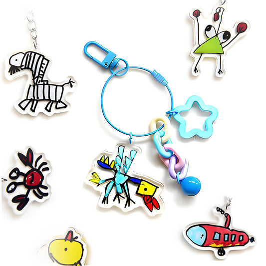 Kids Drawing Personalized Children Artwork Acrylic Keychain