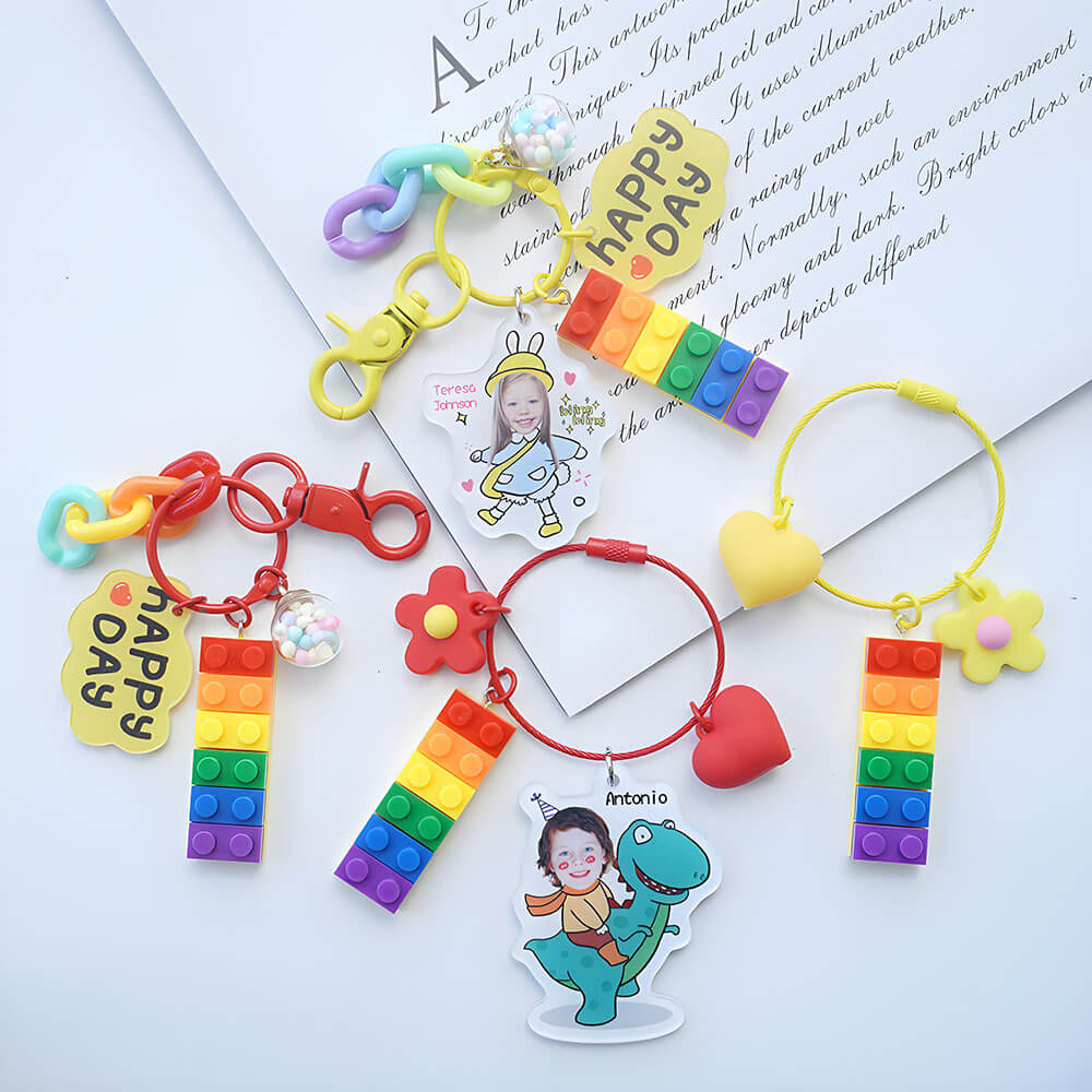 Customized Acrylic Name Tag Bag Charm Keychain for Students' Backpack
