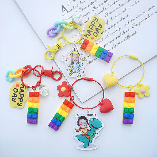 Customized Acrylic Name Tag Bag Charm Keychain for Students' Backpack