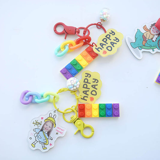 Customized Acrylic Name Tag Bag Charm Keychain for Students' Backpack