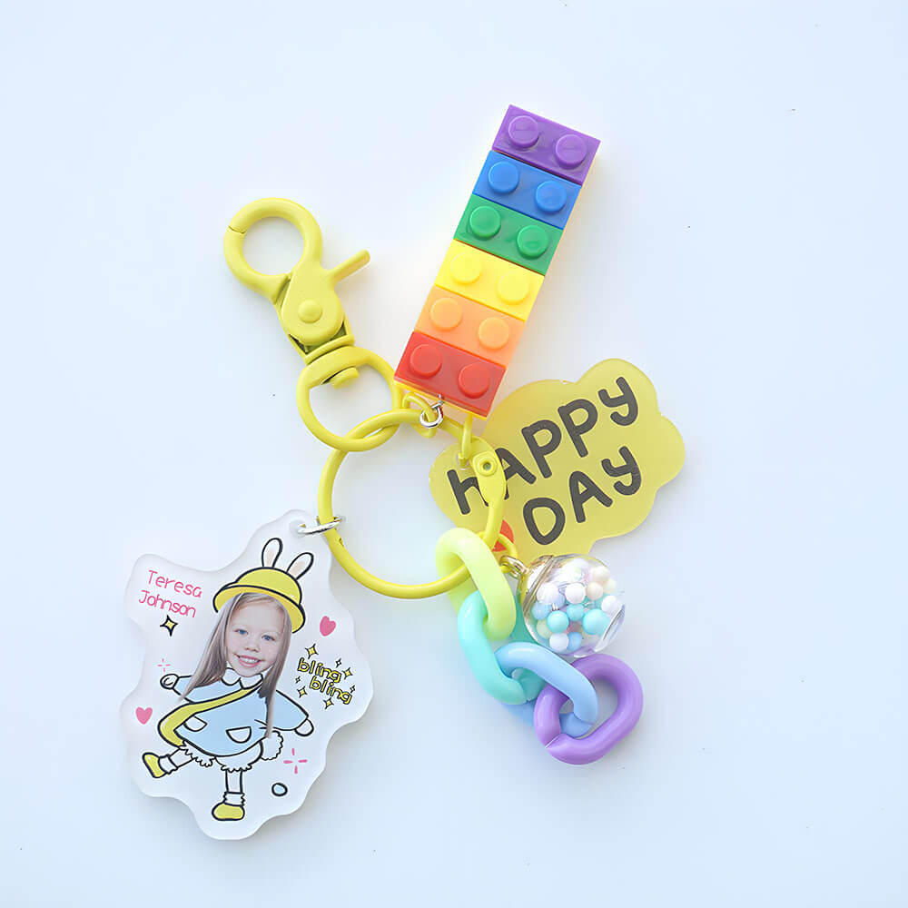 Customized Acrylic Name Tag Bag Charm Keychain for Students' Backpack