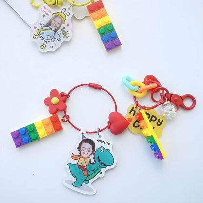 Customized Acrylic Name Tag Bag Charm Keychain for Students' Backpack