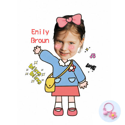 Custom Face Acrylic Name Tag Bag Charm Keychain for Kid's Backpack